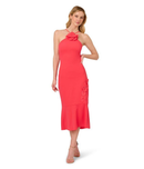 Long Sleeves, Three Quarter Sleeve Adrianna Papell 3D Flower Halter Midi Dress