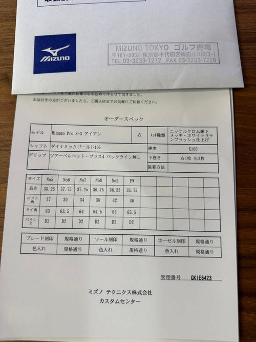 Mizuno Iron Set S3 105 X100