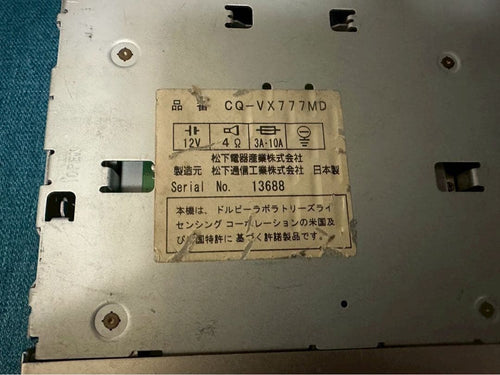 Panasonic Decks, Players Changers Cq-Vx777Md S/No:13688
