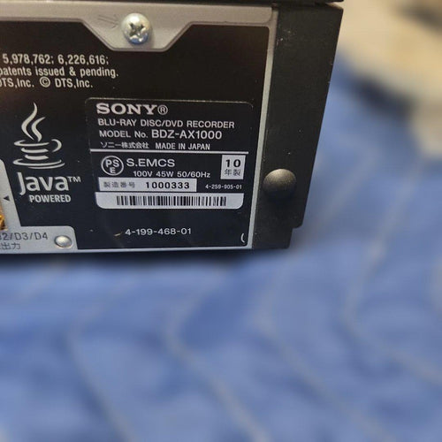 Sony Blu-Ray Recorders Bdz-Ax1000