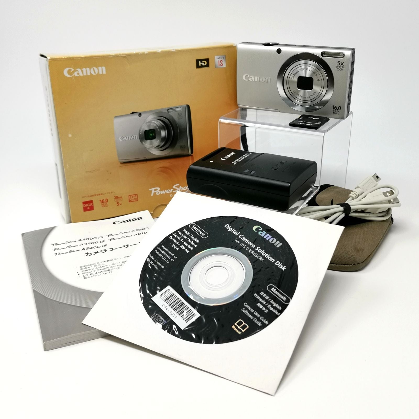 Canon Compact Digital Camera Power Shot A2400 Pc1731 Sd 4Gb Arcanko498