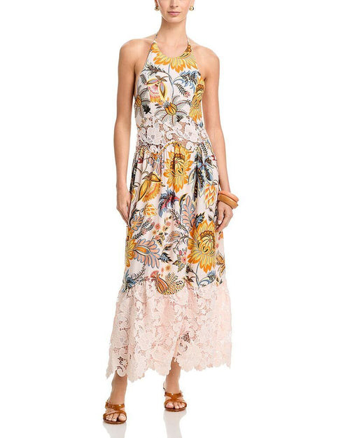 Farm Long Sleeves, Three Quarter Sleeve Rio Ligia Halter Dress Floral