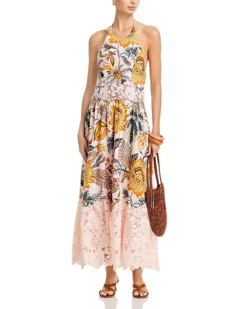 Farm Long Sleeves, Three Quarter Sleeve Rio Ligia Halter Dress Floral
