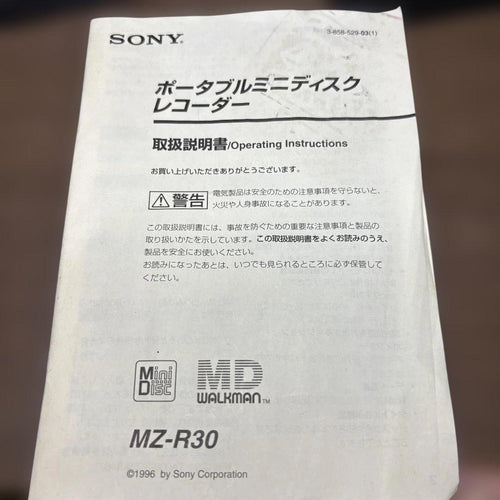 Sony Portable Players Mz-R30 Md Recorder Sold As-Is