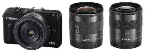 Digital Slr Canon Eos M2 Ef-M18-55Mm F3.5-5.6 Is Stm Ef-M22Mm F2 Ef-M11-22Mm
