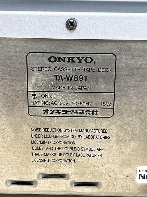 Cd Md Cassette Deck Onkyo Stereo Tape Ta-W891