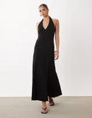 Asos Long Sleeves, Three Quarter Sleeve Design Broderie Halter Midi Dress Black