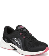 Sneakers Ryka Womenskylift Mesh And Leather Fitness Walking Blackwhite