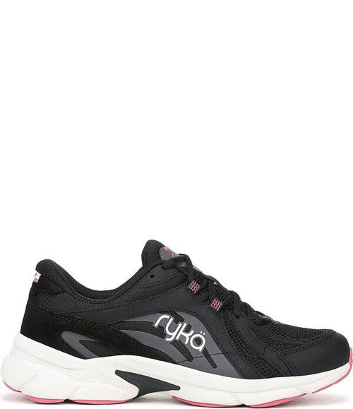 Sneakers Ryka Womenskylift Mesh And Leather Fitness Walking Blackwhite