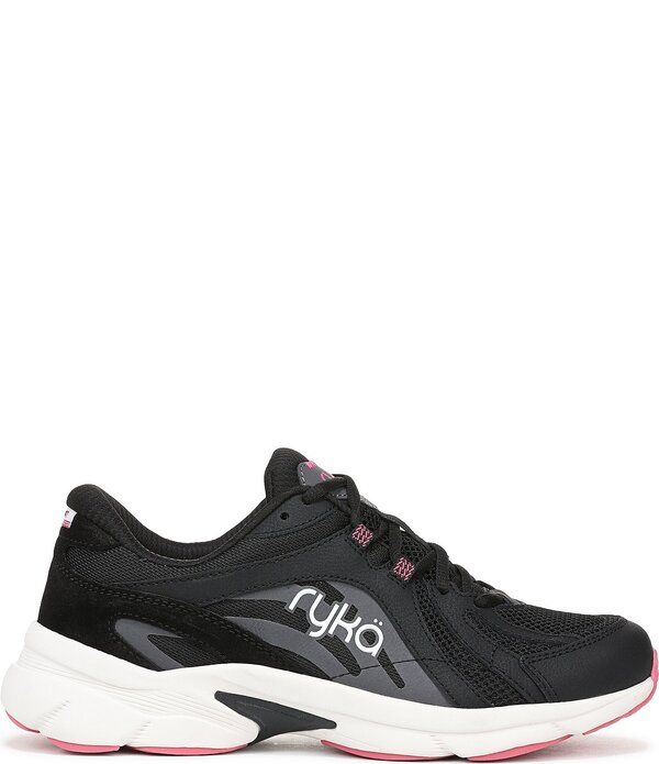 Sneakers Ryka Womenskylift Mesh And Leather Fitness Walking Blackwhite
