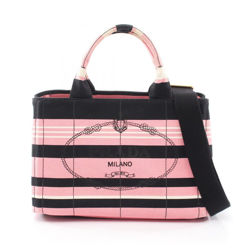 Prada Tote Bag Canapa Righe 2Way Used B