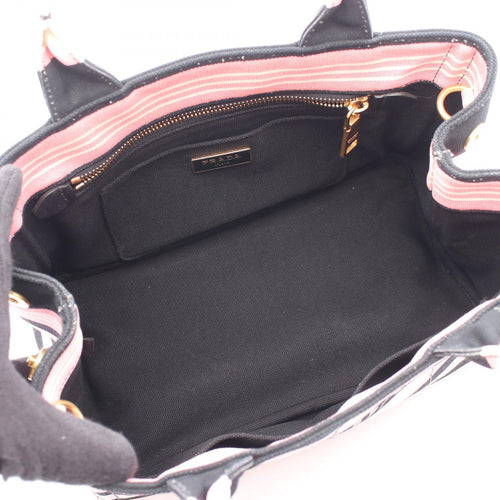 Prada Tote Bag Canapa Righe 2Way Used B
