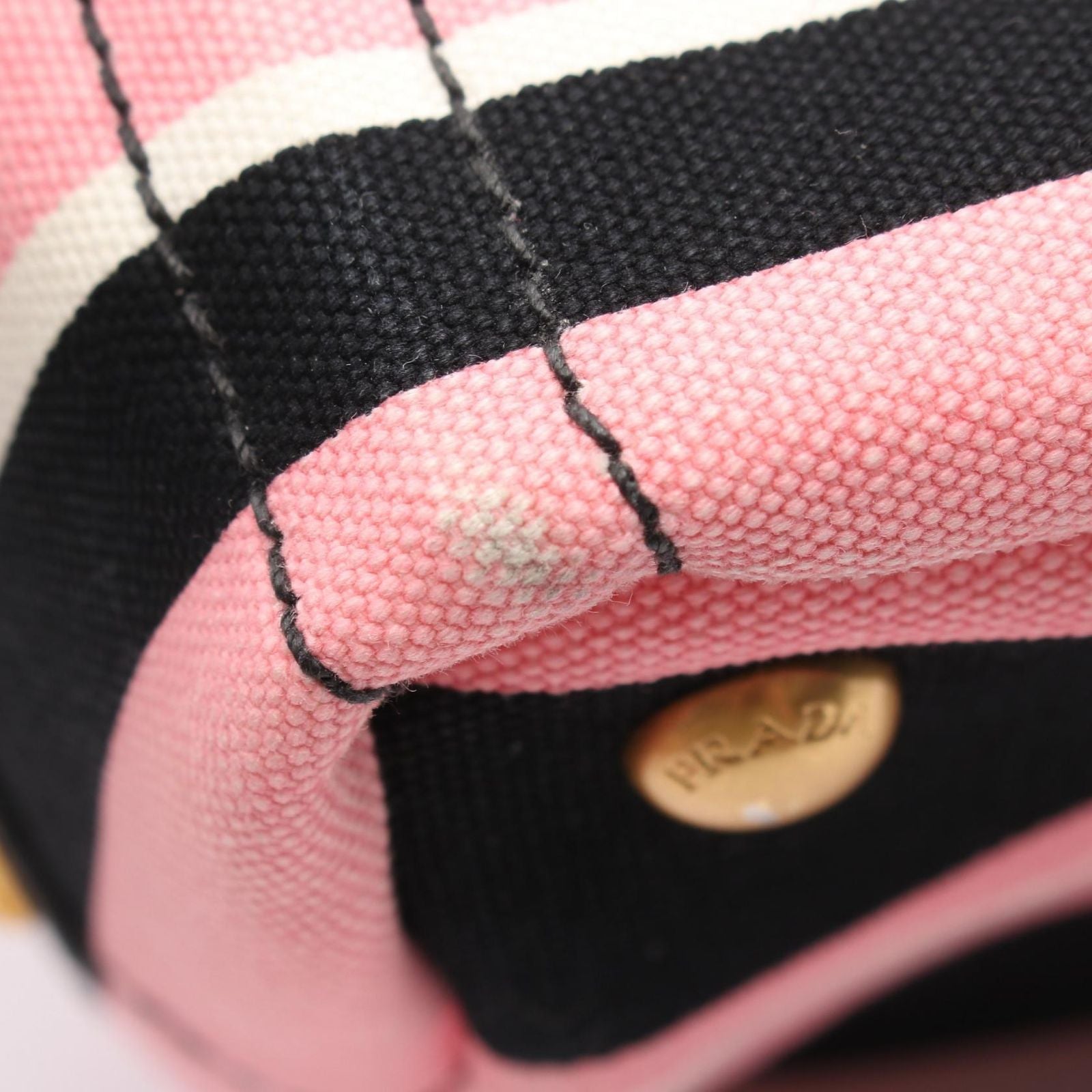Prada Tote Bag Canapa Righe 2Way Used B