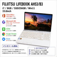 Fujitsu Windows Laptops Ah53/B3 8 I7 8Gb Ssd256Gb Win11