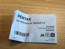 Pentax Lens (Single Focus) Hd Pentax-Fa 50Mmf1.4 K