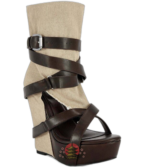Sandals Azalea Wang Rothko Canvas Wraparound Strapsandal Booties Taupe
