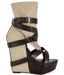 Sandals Azalea Wang Rothko Canvas Wraparound Strapsandal Booties Taupe