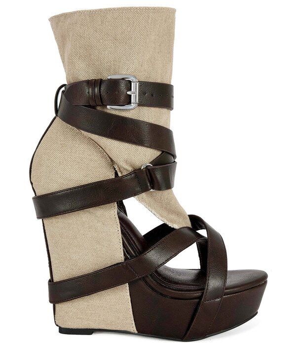 Sandals Azalea Wang Rothko Canvas Wraparound Strapsandal Booties Taupe