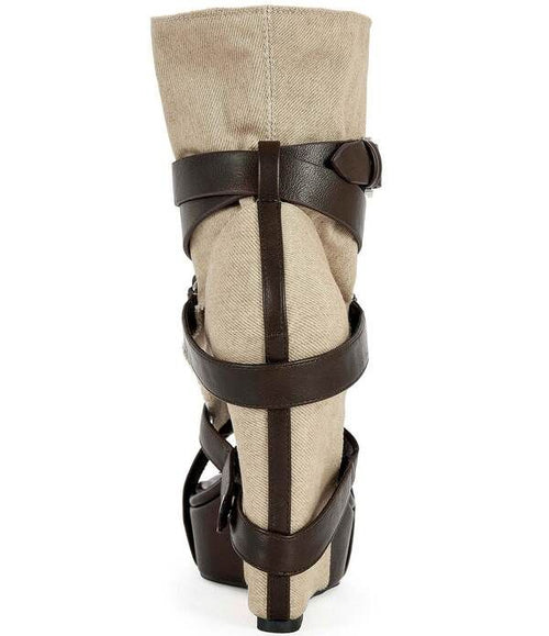 Sandals Azalea Wang Rothko Canvas Wraparound Strapsandal Booties Taupe