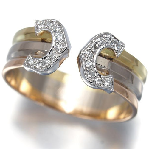 Cartier Ring 2C C C2 Sm 53 K18Yg/Wg/Pg #194157