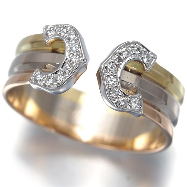 Cartier Ring 2C C C2 Sm 53 K18Yg/Wg/Pg #194157