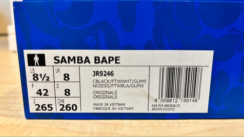 Adidas Sneakers Bape Samba Black White