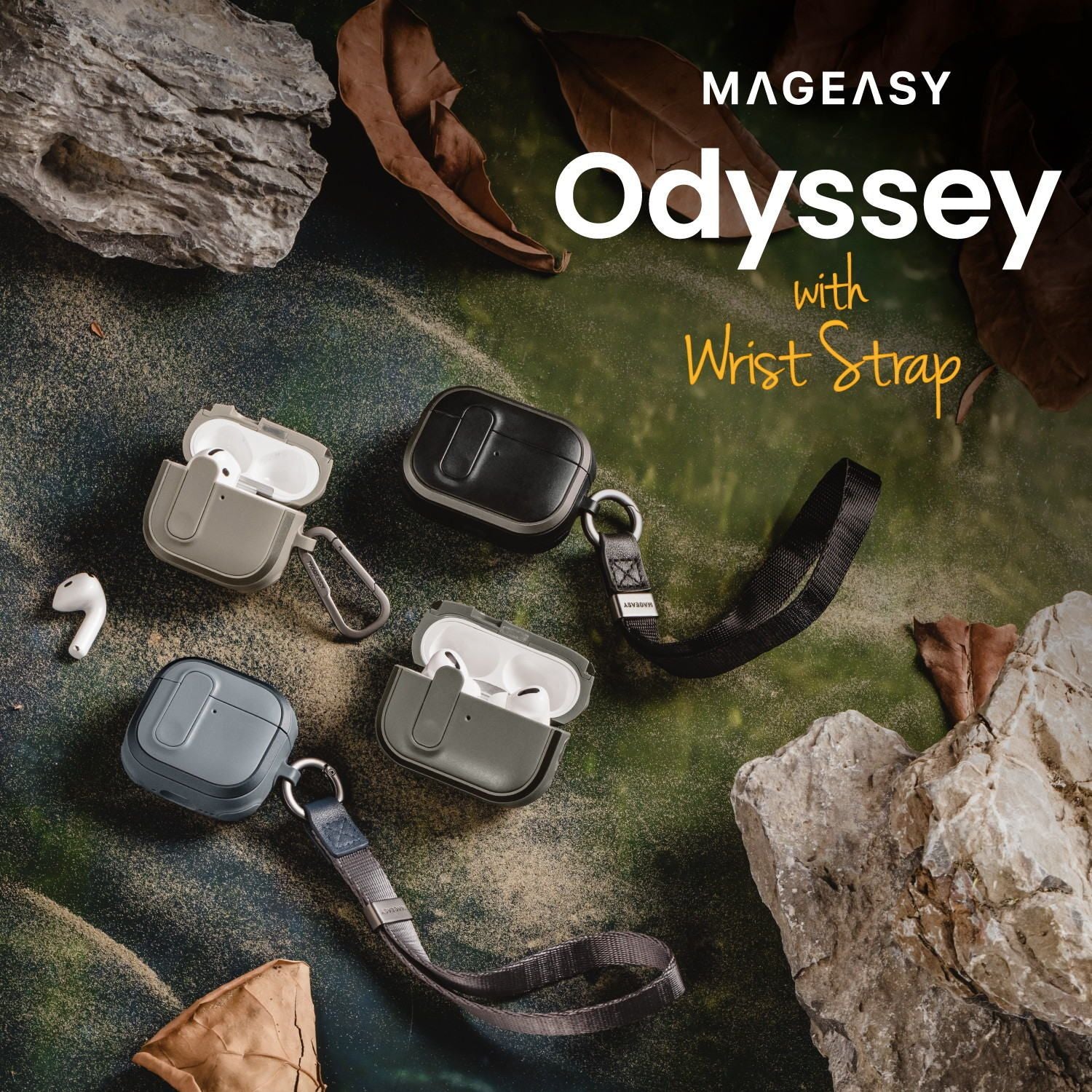 Earphone Case Airpods 4 Magsafe Airpods4 Mageasy Odyssey With Wrist Strap