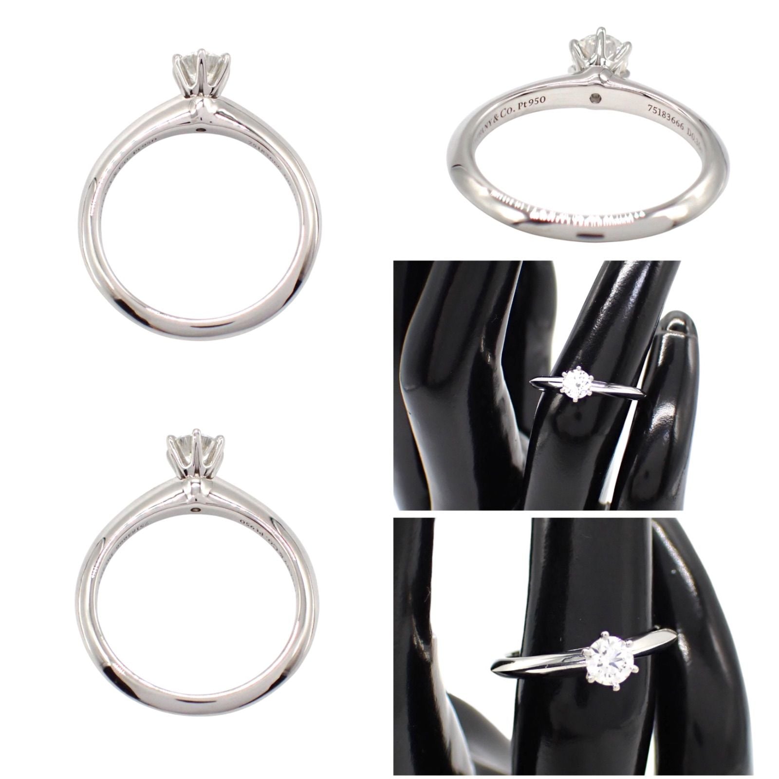 Tiffany Ring Co. 0.3Ct I Vvs1 3Ex 9 Pt950 1P 5010