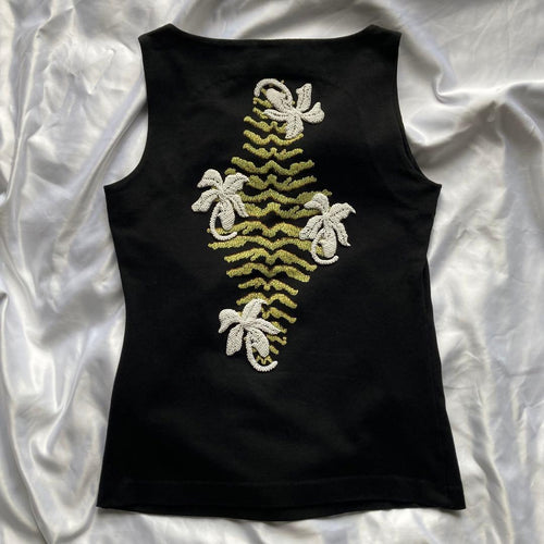 Fendi Tank Tops 2004 Beaded Floral Top Y2K