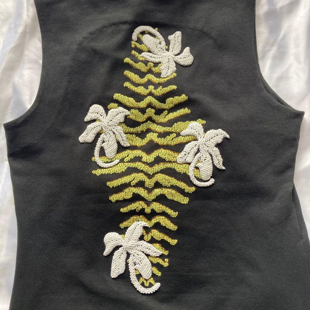 Fendi Tank Tops 2004 Beaded Floral Top Y2K