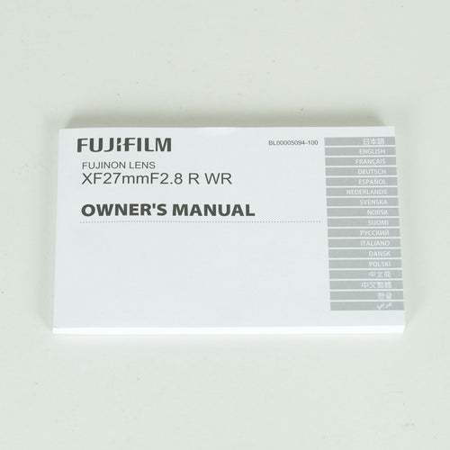 Fujifilm Lens (Single Focus) Xf27Mmf2.8 R Wr X