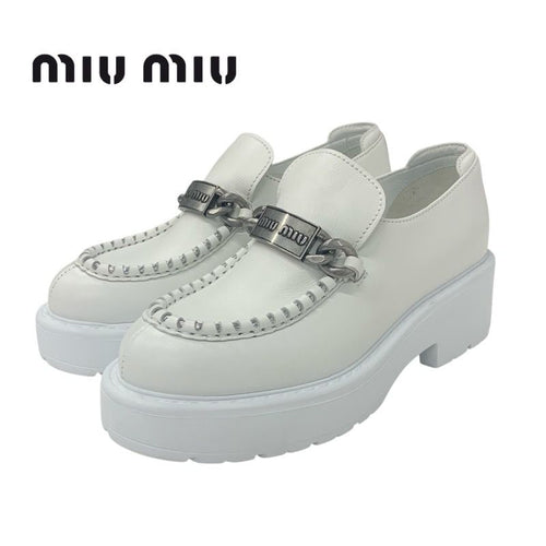 Miu Loafers Leather Shoes Miumiu
