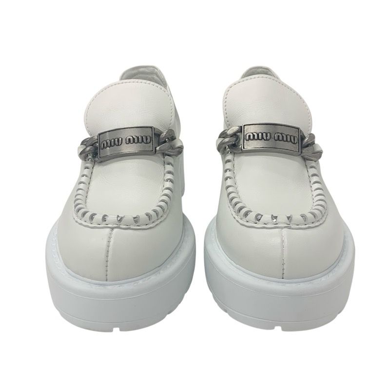 Miu Loafers Leather Shoes Miumiu