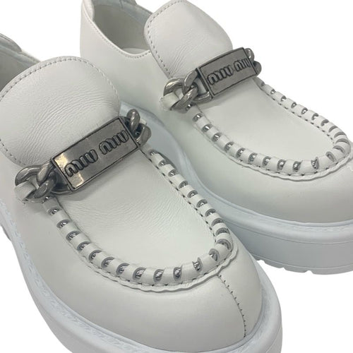 Miu Loafers Leather Shoes Miumiu