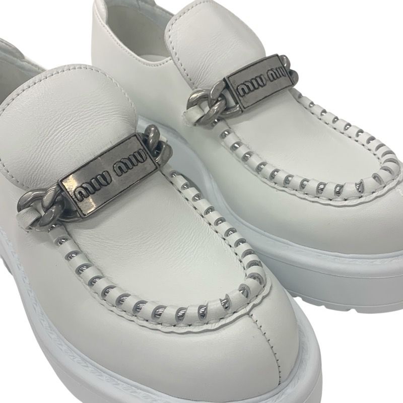 Miu Loafers Leather Shoes Miumiu