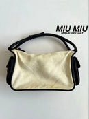 Miu Handbags Canvas Leather Pocket Hand Bag