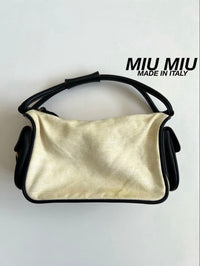 Miu Handbags Canvas Leather Pocket Hand Bag