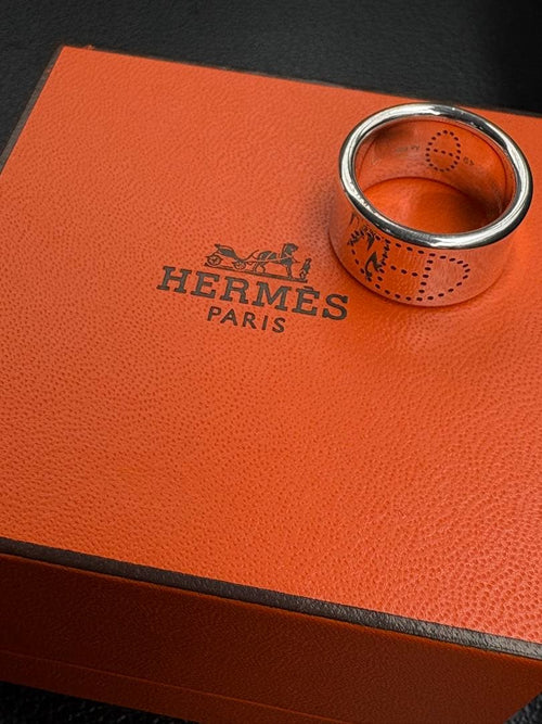 Hermes Rings Eclipse Ruban Silver Ring 925 49