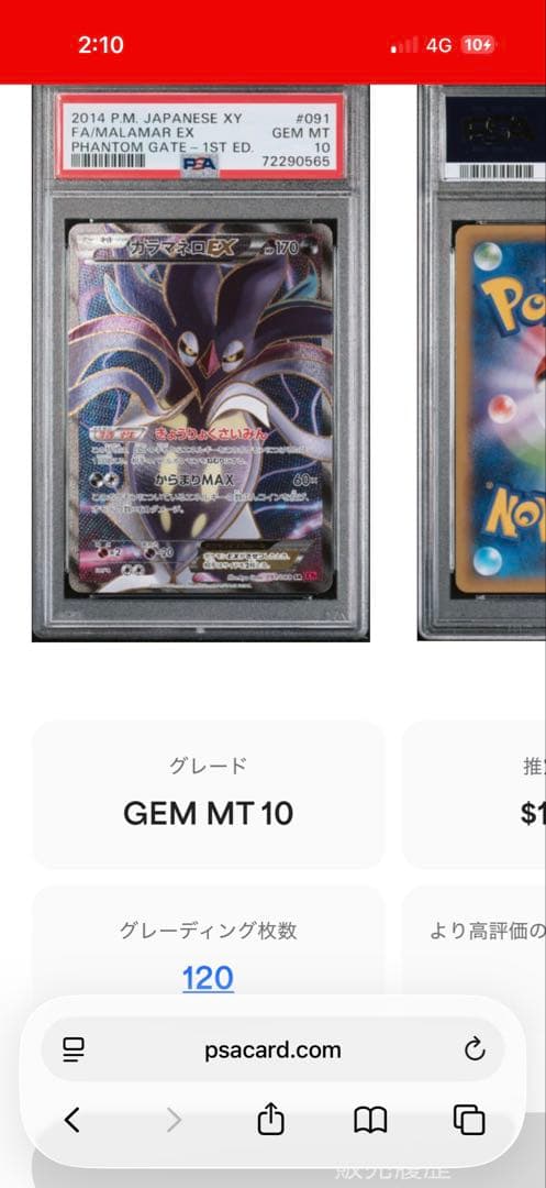Pok Mon Trading Card Game Ex Sr Psa10