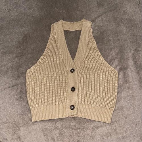 Clane Knit Vest Halter Neck Bustier Tops