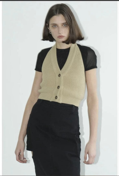 Clane Knit Vest Halter Neck Bustier Tops