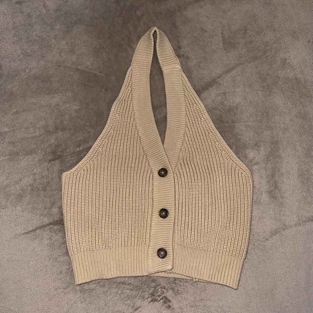 Clane Knit Vest Halter Neck Bustier Tops