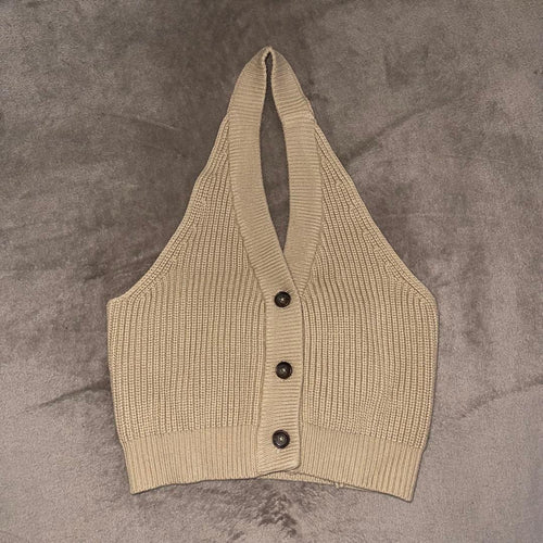 Clane Knit Vest Halter Neck Bustier Tops