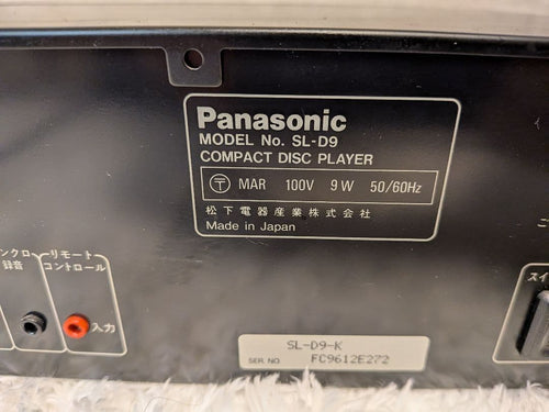 Panasonic Cd, Md Cassette Decks Compact Disc Player Sl-D9