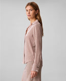Calvin Klein Long Sleeve Womens Printed Buttondown Shirt Walnutiled Scale Print