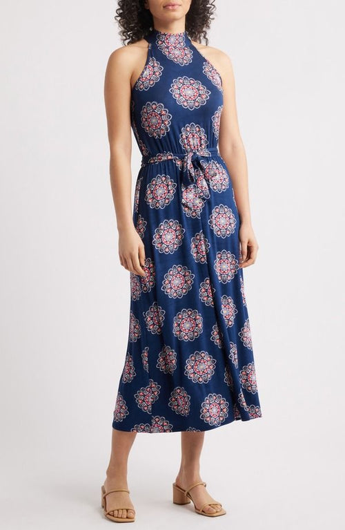 Long Sleeves, Three Quarter Sleeve Loveappella Printed Tie Waist Halter Knit