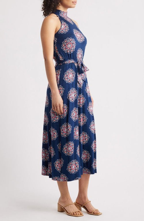 Long Sleeves, Three Quarter Sleeve Loveappella Printed Tie Waist Halter Knit