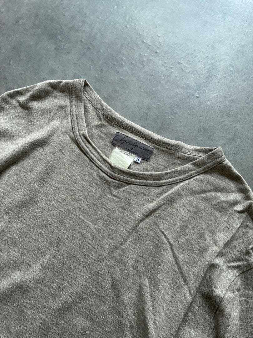 Yohji Yamamoto Medium/Long-Sleeve T-Shirts Gray Long Sleeve T-Shirt