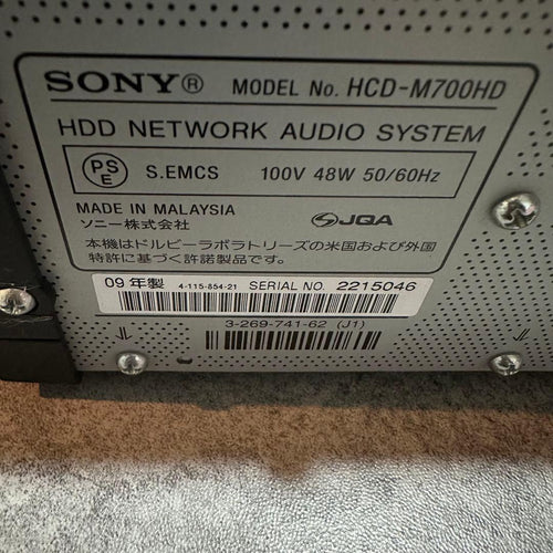 Sony Music Server Nas Hdd Hcd-M700Hd