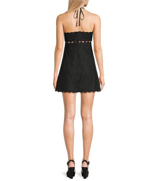 Long Sleeves, Three Quarter Sleeve Gbethenny Halter Neck Mini Dress Black